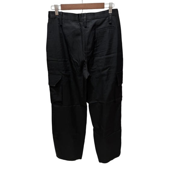 ARIAS NY Black Cargo Pants Women's 6 Viscose Made in USA Satin Straight Trousers - Picture 6 of 9